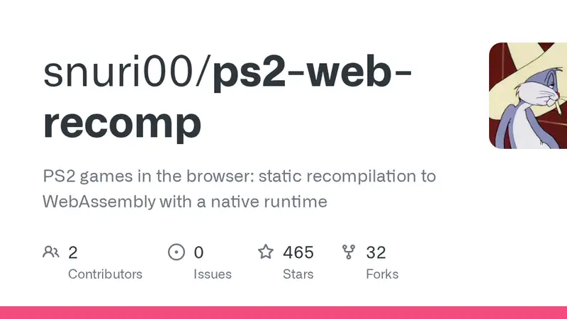 Preview image for PS2 games run in WebAssembly after ahead-of-time recompilation
