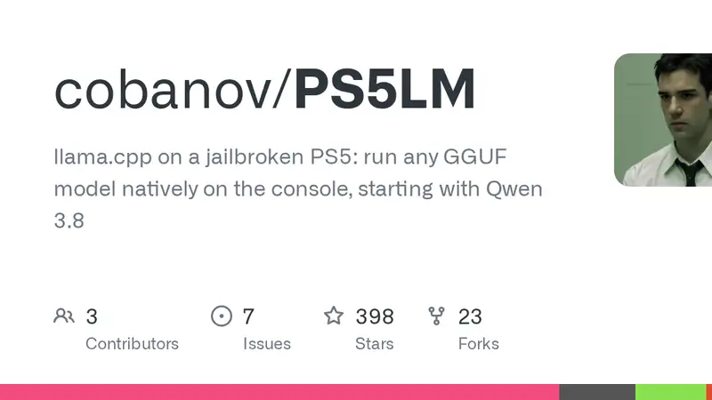 Preview image for PS5LM serves GGUF models from a jailbroken PS5 using llama.cpp